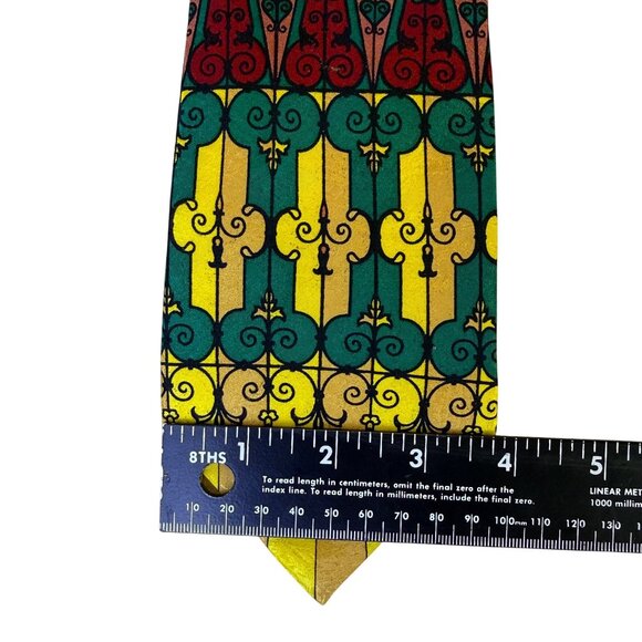 Rush Limbaugh No Baudaries Collections Yellow/Teal Silk Tie Vibrant Design - Picture 7 of 7